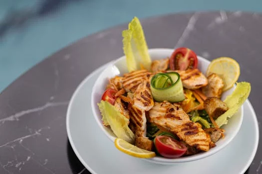 fresh caesar salad with crispy croutons